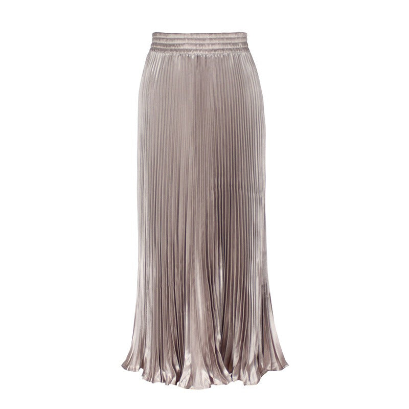 Glossy pleated skirt long accordion skirt long skirt skirt