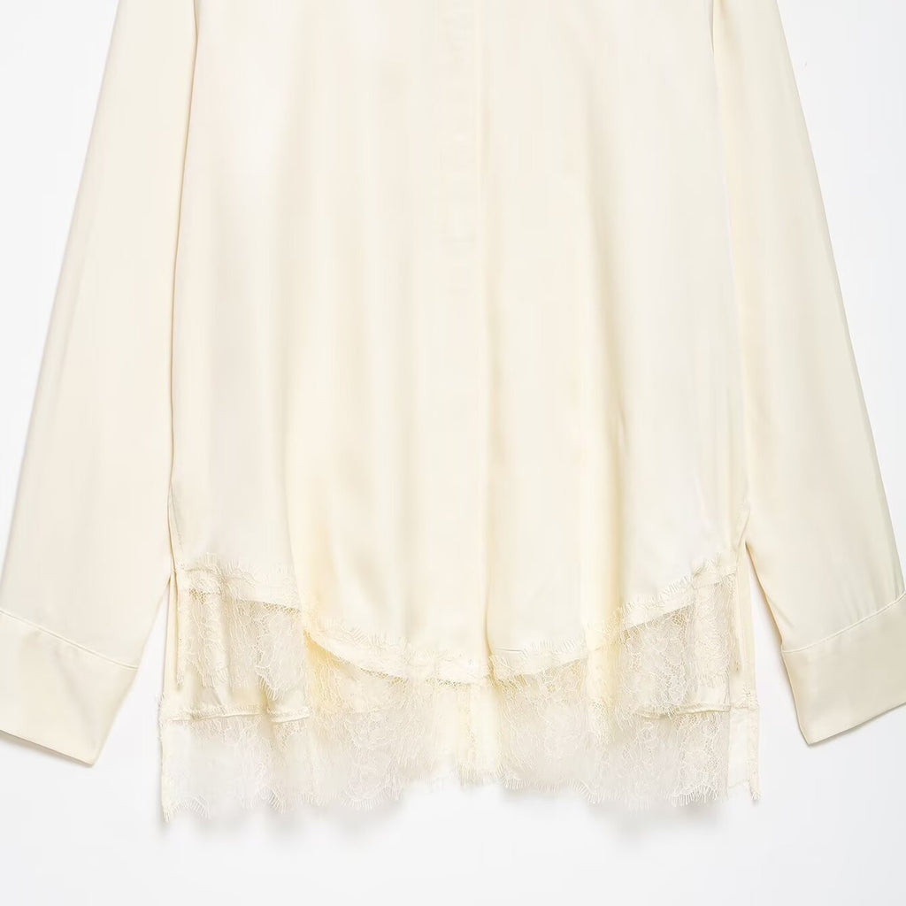 Lace satin textured shirt