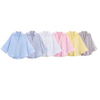 Women's Long Sleeve Single-Button Striped Shirt with Notch Lapel