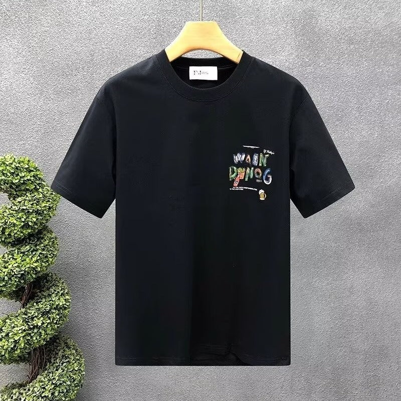 Casual Fashion Printed Pure Cotton Short Sleeve T-Shirt for Men