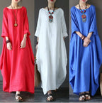 2025 Spring/Summer New Arrival Amazon AliExpress Wish Literary Loose Plus Size Cotton Linen Long Dress