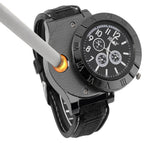 Electronic cigarette lighter watch USB rechargeable lighter multi-function watch silicone quartz watch fake three-eye watch