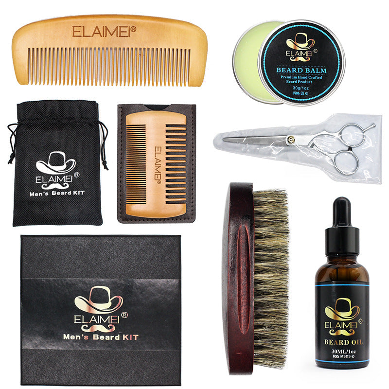 Elaimei Men's Beard Care Kit 6-Piece Set – Balm & Comb | Aladinae