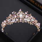 Bridal crown high-end rhinestone European-style gold handmade crown tiara hair accessories birthday party wedding headband jewelry
