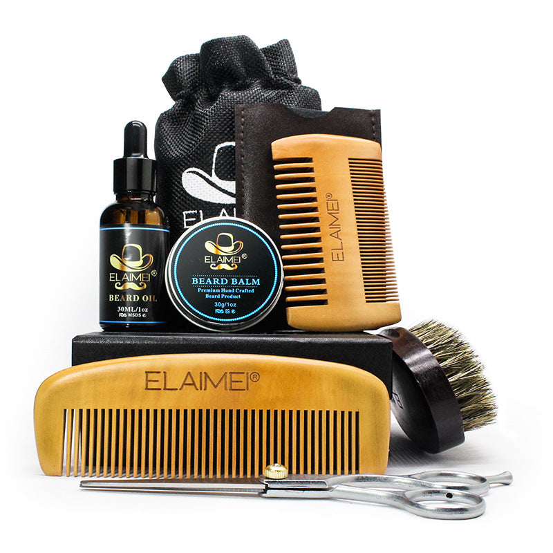 Elaimei Men's Beard Care Kit 6-Piece Set – Balm & Comb | Aladinae