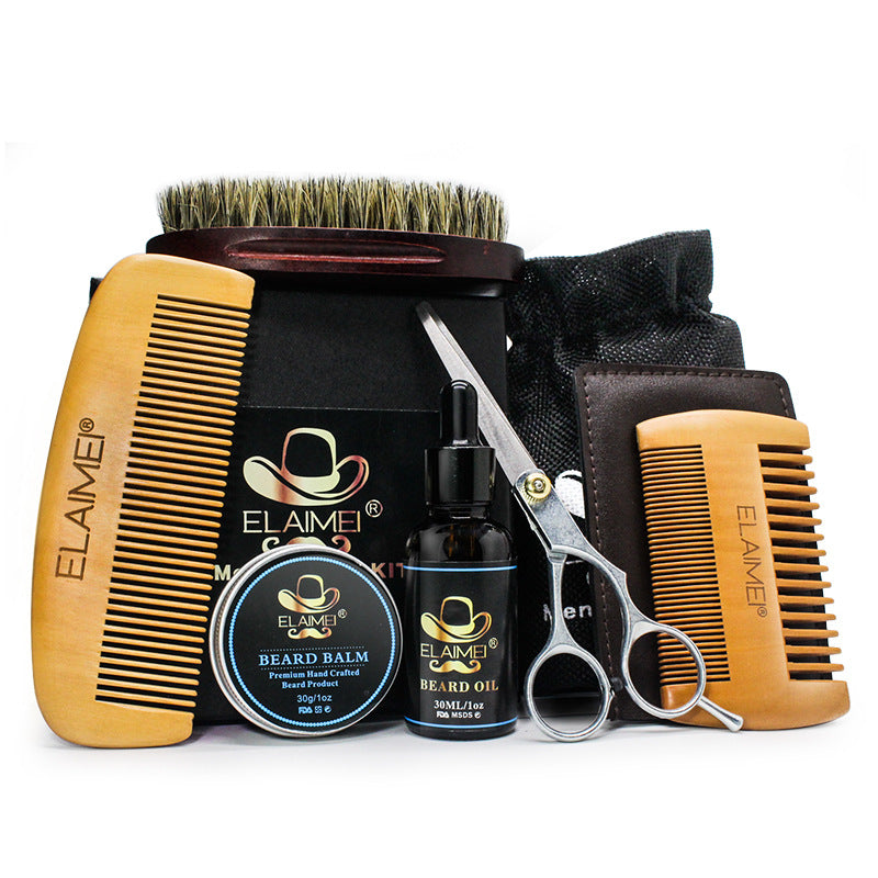 Elaimei Men's Beard Care Kit 6-Piece Set – Balm & Comb | Aladinae