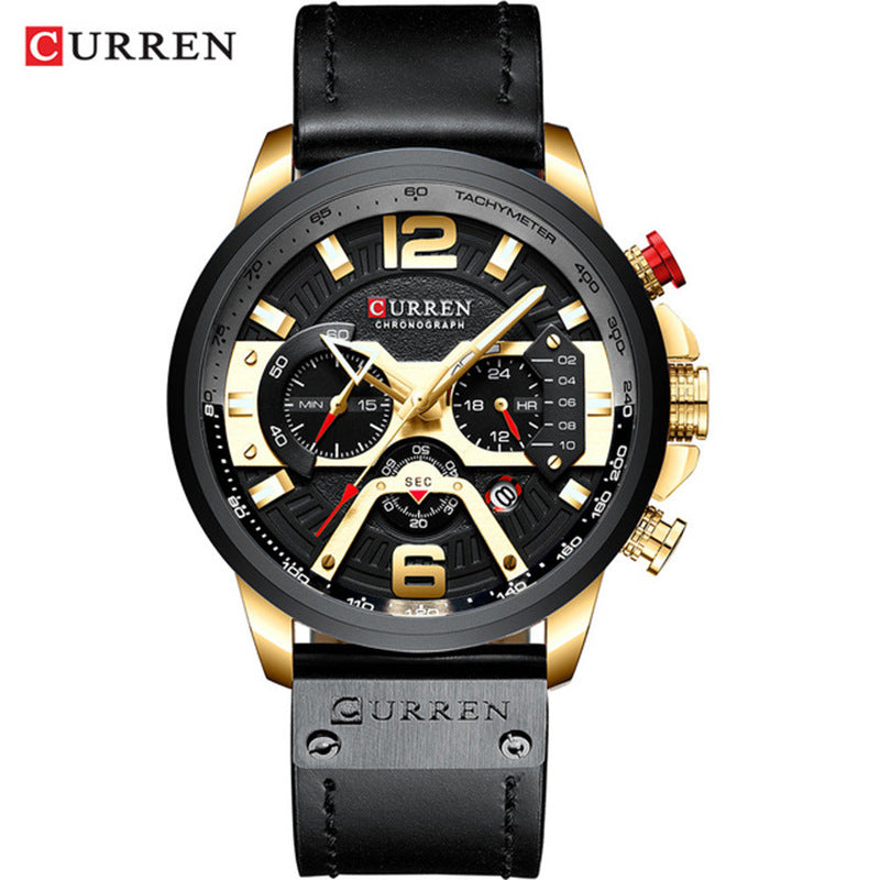 Men's Rose Gold Brown Multi-Hand Quartz Watch - Waterproof
