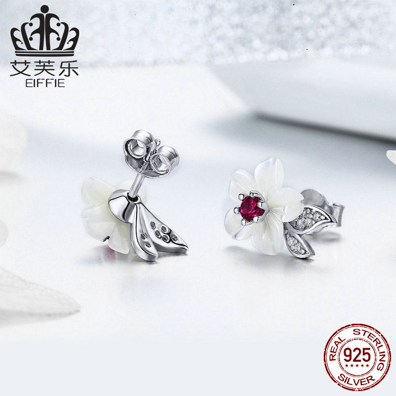 Avle Original Shell Flower Earrings S925 Sterling Silver Platinum Plated Earrings Personalized Fashionable Silver Earrings Factory Direct Sales