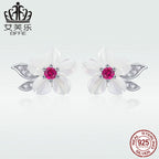 Avle Original Shell Flower Earrings S925 Sterling Silver Platinum Plated Earrings Personalized Fashionable Silver Earrings Factory Direct Sales