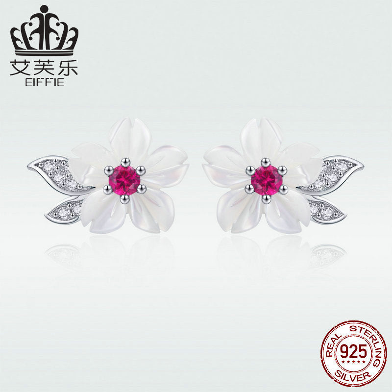 Avle Original Shell Flower Earrings S925 Sterling Silver Platinum Plated Earrings Personalized Fashionable Silver Earrings Factory Direct Sales