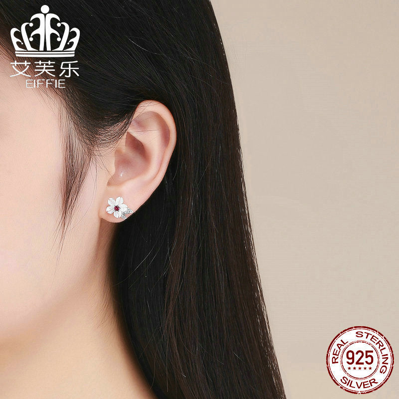 Avle Original Shell Flower Earrings S925 Sterling Silver Platinum Plated Earrings Personalized Fashionable Silver Earrings Factory Direct Sales