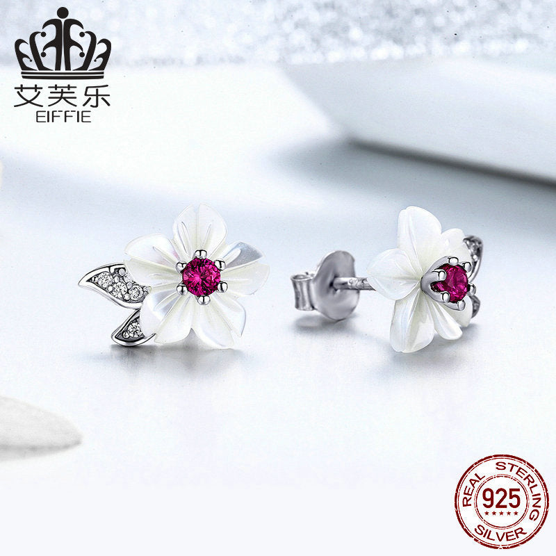 Avle Original Shell Flower Earrings S925 Sterling Silver Platinum Plated Earrings Personalized Fashionable Silver Earrings Factory Direct Sales