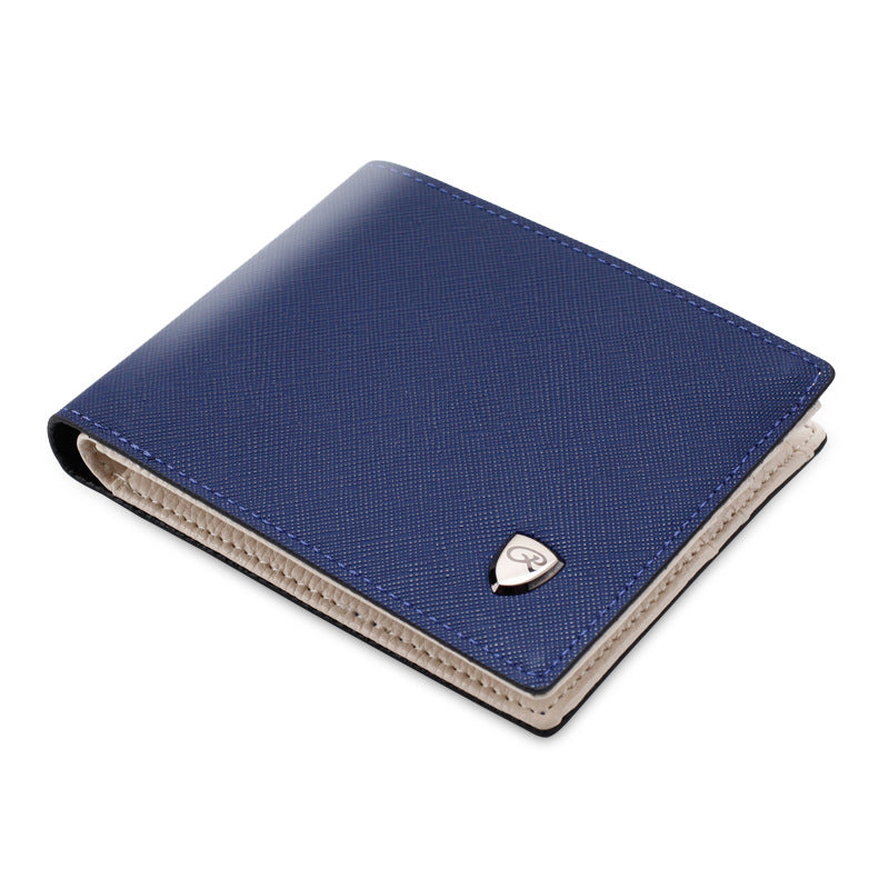 Men's Short Wallet - Cross Pattern, Multi-Card Slots
