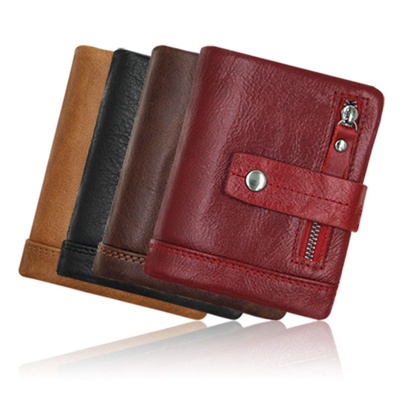 Men's Crazy Horse Leather Trifold Wallet | Aladinae