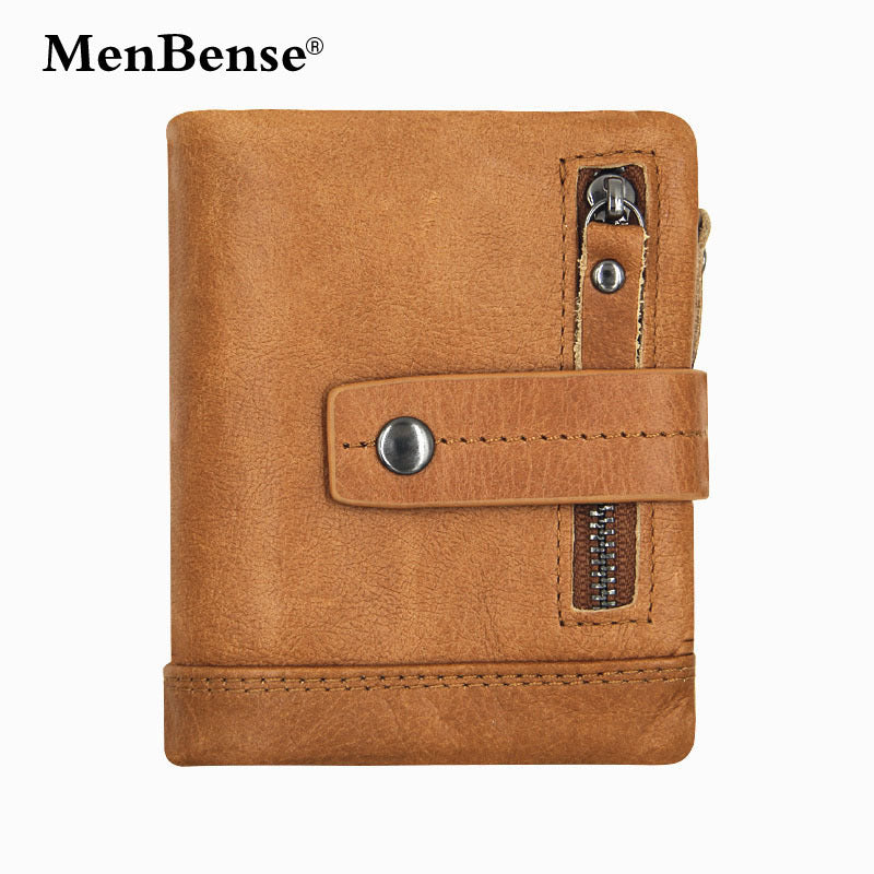 Men's Crazy Horse Leather Trifold Wallet | Aladinae