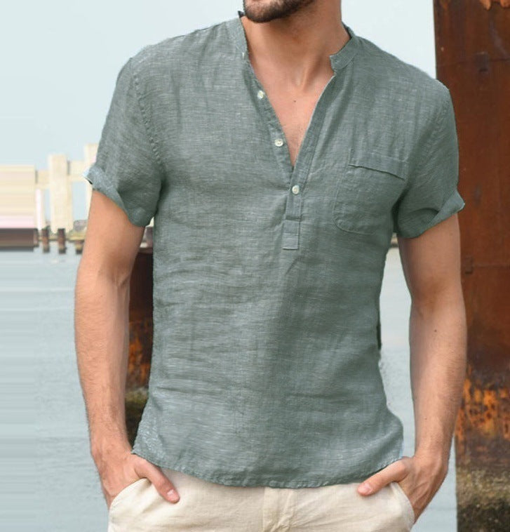 Men's Solid Linen Shirt