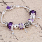 2019 Pando Fashion Glass Beaded Bracelet Alloy Four-leaf Clover Pendant Bracelet DIY Beaded Bracelet