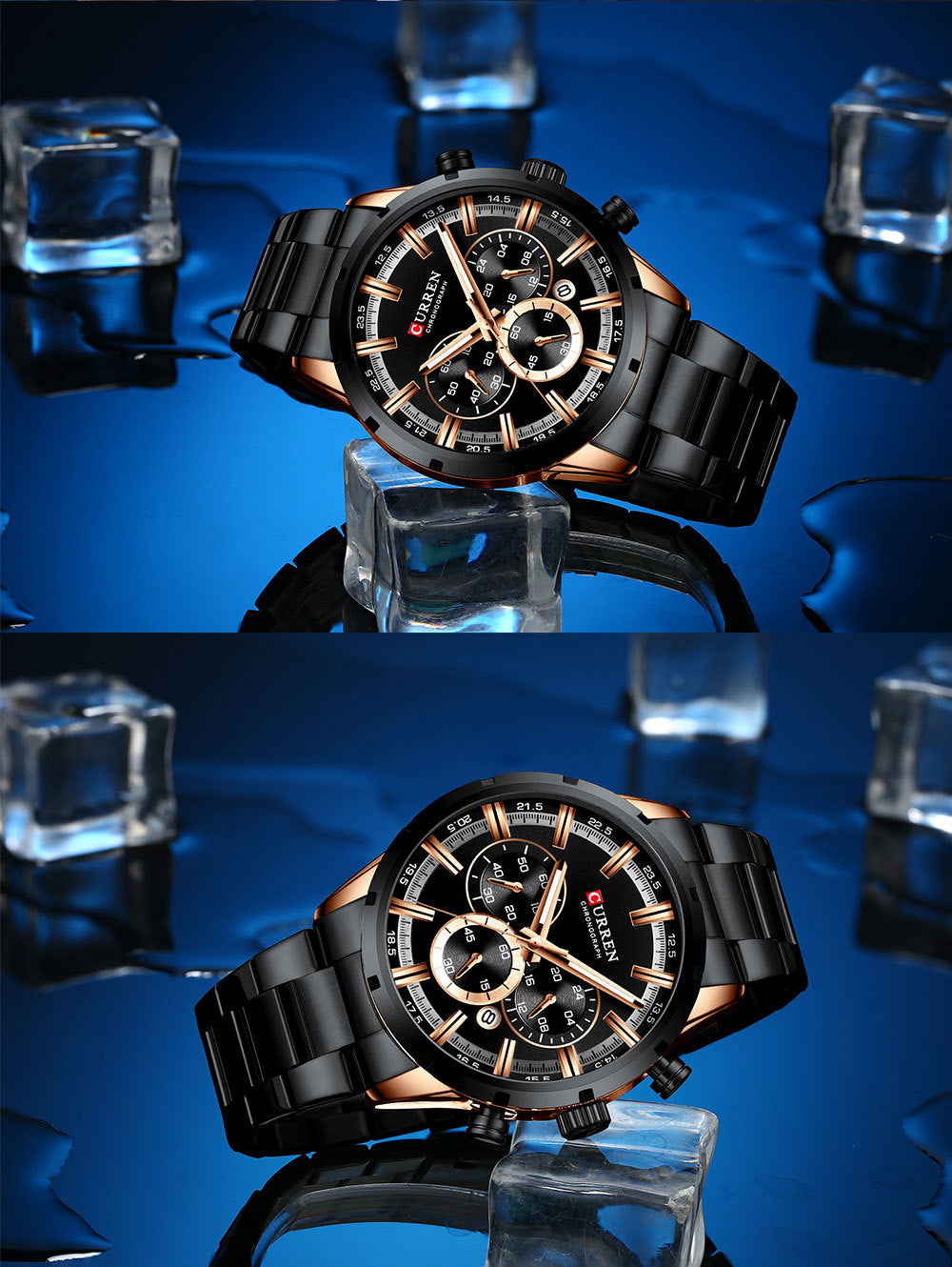 Curren / Karien new 8355 men's watch waterproof quartz six-pin calendar steel belt business men's watch