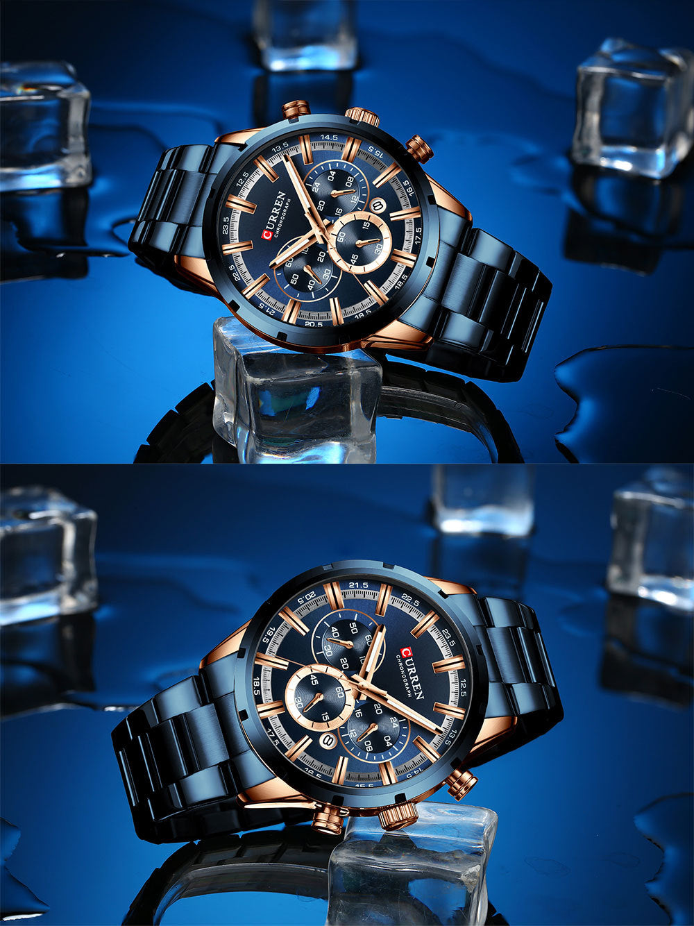 Curren / Karien new 8355 men's watch waterproof quartz six-pin calendar steel belt business men's watch