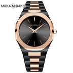 Women's Gold Black Square Watch - Stainless Steel, Waterproof