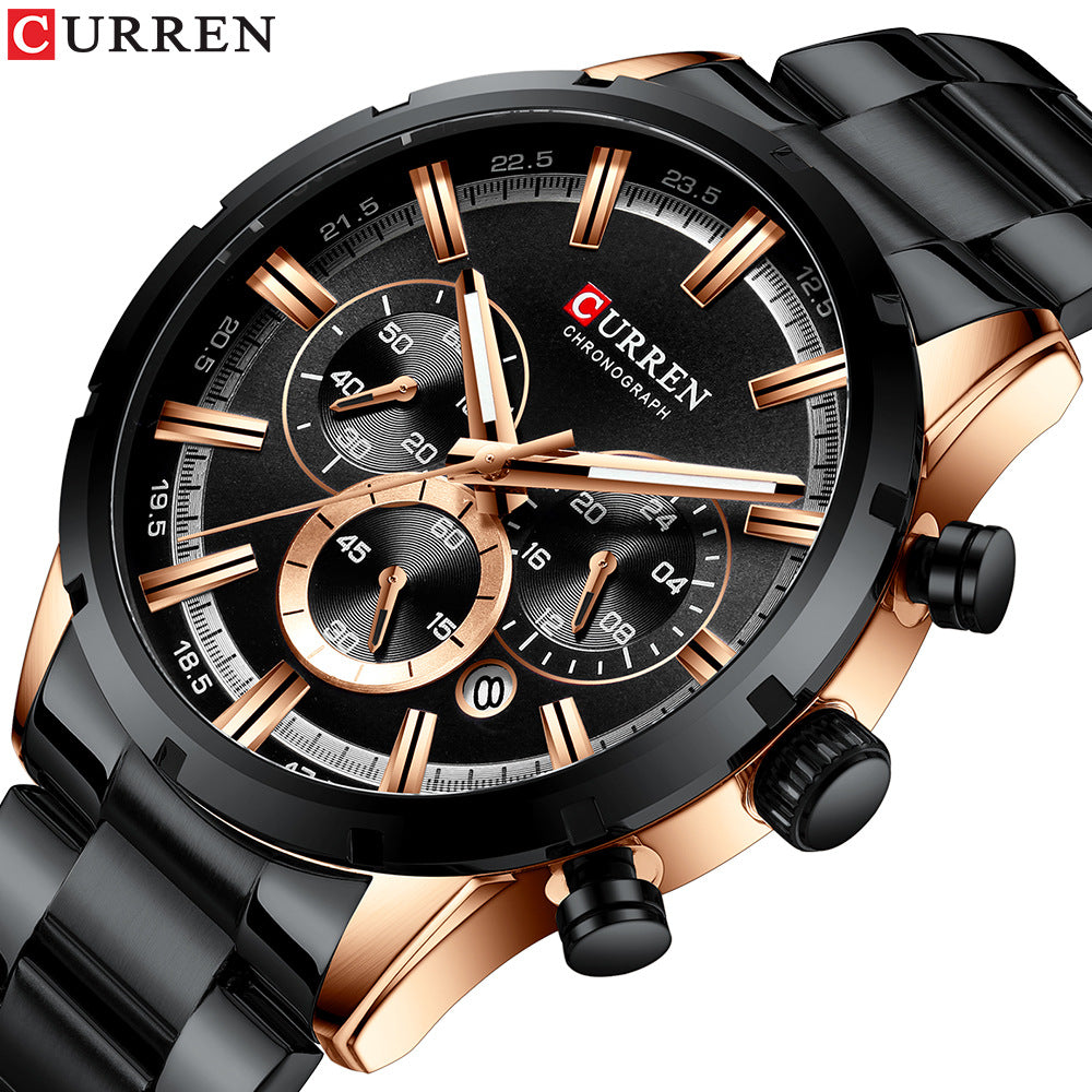 Curren / Karien new 8355 men's watch waterproof quartz six-pin calendar steel belt business men's watch