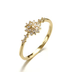 Japanese s925 sterling silver plated with 14K gold platinum female ring exquisite snowflake commuter style versatile and elegant foreign trade style