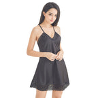 Summer cross-border European and American simulation silk satin suspender skirt new sexy hollow beautiful back sexy temptation ladies pajamas