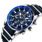 Reward brand genuine multifunctional sports foreign trade three-eye watch calendar luminous waterproof solid steel belt men's watch
