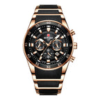 Reward brand genuine multifunctional sports foreign trade three-eye watch calendar luminous waterproof solid steel belt men's watch