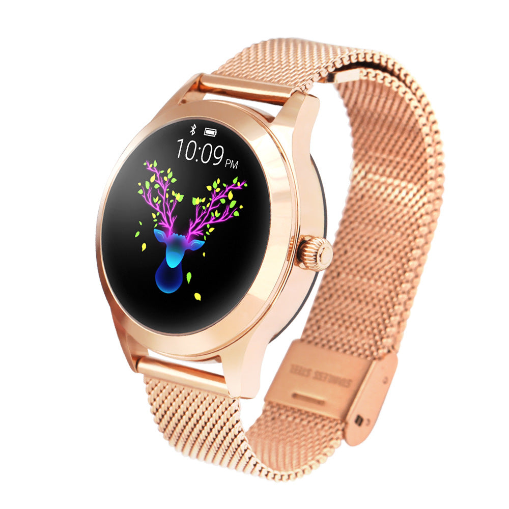 Women's Black Gold Smart Watch - Round Screen, Steel