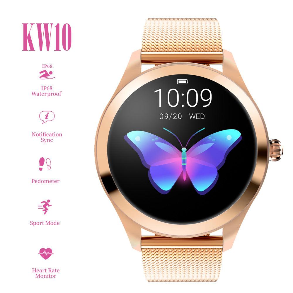 Women's Black Gold Smart Watch - Round Screen, Steel