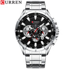 Men's Silver Black Multi-Hand Quartz Watch - Waterproof