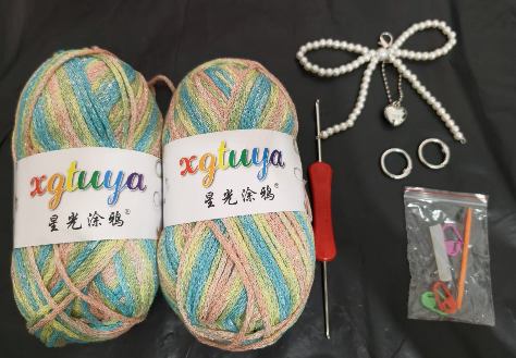 Handmade woven seashell phone case with starfish glitter graffiti yarn crochet DIY material kit - a gift for your best friend