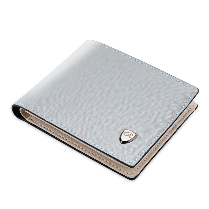 Men's Short Wallet - Cross Pattern, Multi-Card Slots