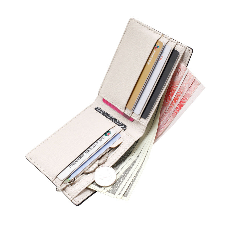 Men's Short Wallet - Cross Pattern, Multi-Card Slots