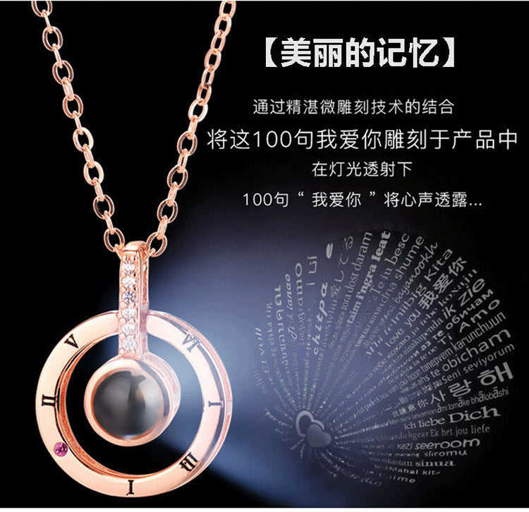 Projection Necklace Round Projection Necklace Heart Projection Necklace Love Projection Pendant Peach Heart Jewelry