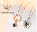 Projection Necklace Round Projection Necklace Heart Projection Necklace Love Projection Pendant Peach Heart Jewelry