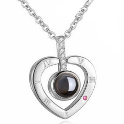 Projection Necklace Round Projection Necklace Heart Projection Necklace Love Projection Pendant Peach Heart Jewelry