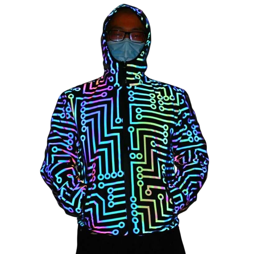 Unisex Reflective Rainbow Hip Hop Jacket | Aladinae