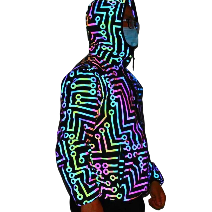 Unisex Reflective Rainbow Hip Hop Jacket | Aladinae