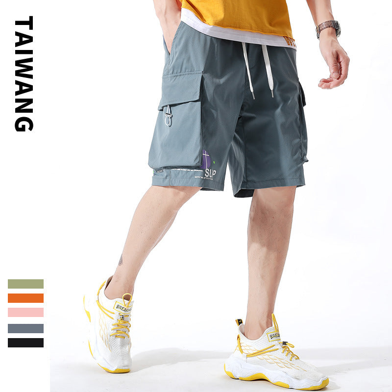 Men's Pink Cargo Shorts - Loose Fit, Mid-Waist