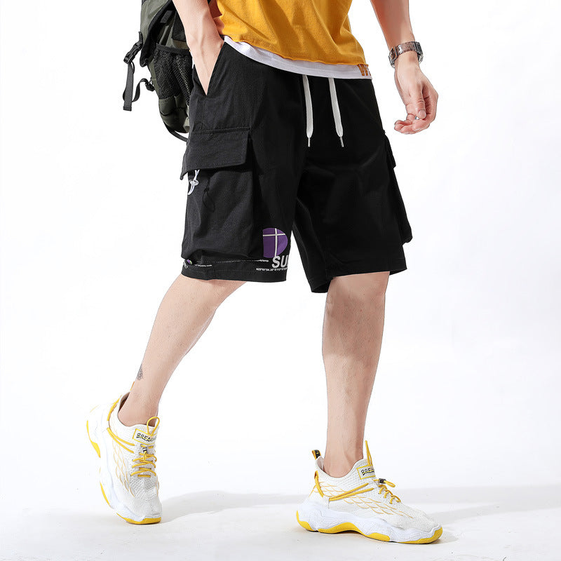 Men's Pink Cargo Shorts - Loose Fit, Mid-Waist