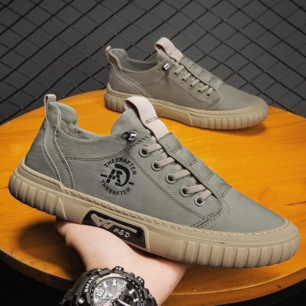 Men's Grey Canvas Skate Shoes – Low Top | Aladinae