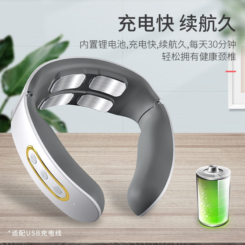 Multi-head neck massager intelligent cervical massager pulse therapy neck protector charging hot compress cervical massager