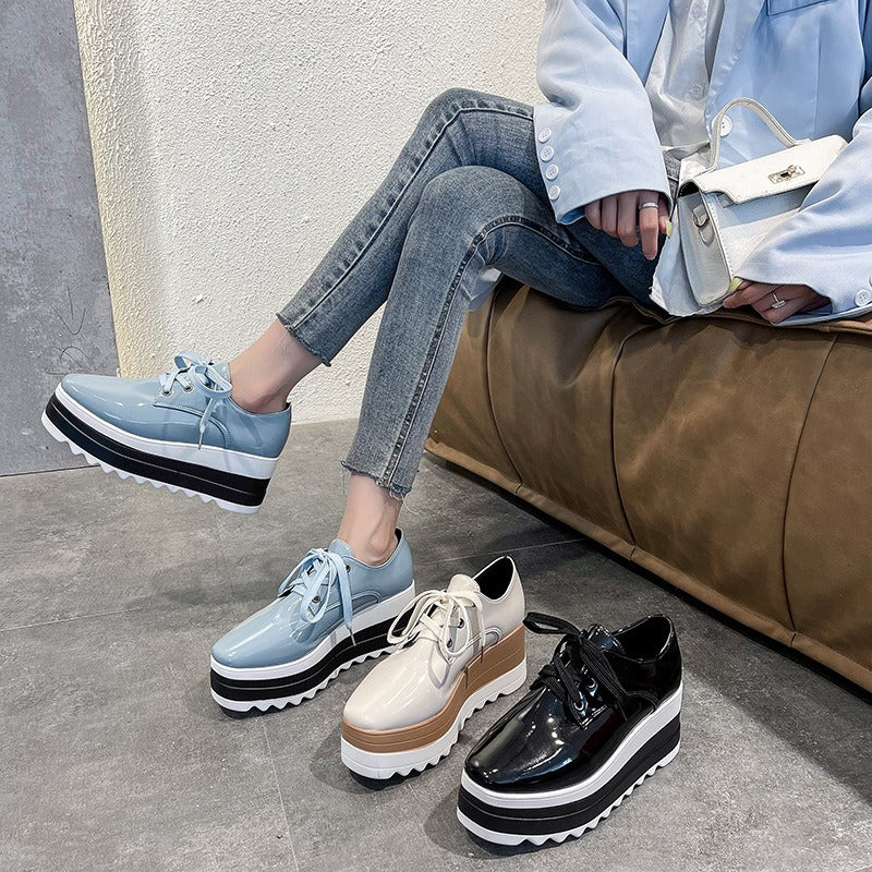 New Fashion Wedge Platform Shoes Ladies Slip on Round Toed Casual Shoes for Women Thick Sole Sneakers