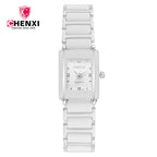 Women's Black Ceramic Square Watch - Quartz, Luminous