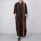 Men's Striped Printed Thobe – Long Sleeve | Aladinae