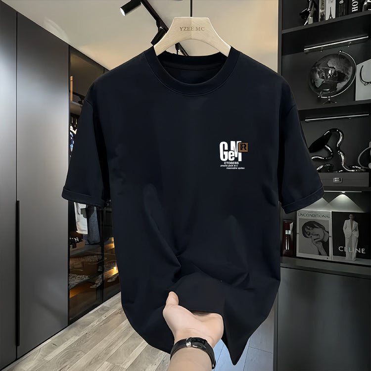 Casual Fashion Printed Pure Cotton Short Sleeve T-Shirt for Men