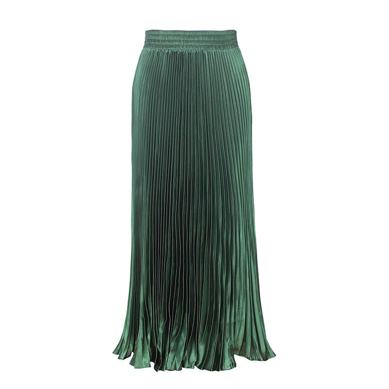 Glossy pleated skirt long accordion skirt long skirt skirt