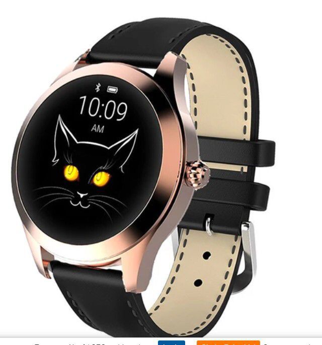 Women's Black Gold Smart Watch - Round Screen, Steel